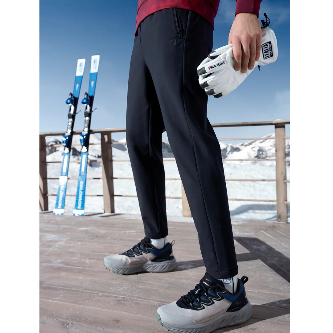 Fila/斐乐【冬季加绒加厚软壳裤】男子弹力直筒运动长裤A11M341804F