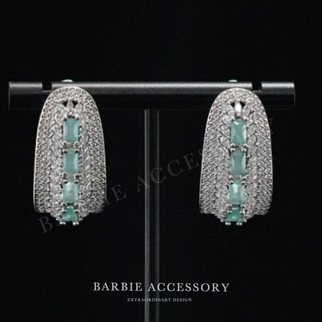 铜合金合成锆石耳饰 【蓝梯星域】法式设计款高级绝美百搭耳环