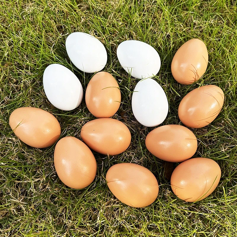 实心木制仿真鸡蛋鸭蛋引窝蛋创意绘画整蛊玩具抓握练习过家家玩具