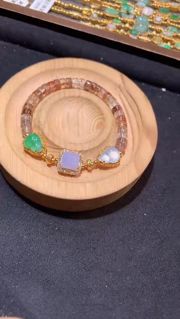 银S925镶嵌手串翡翠手串