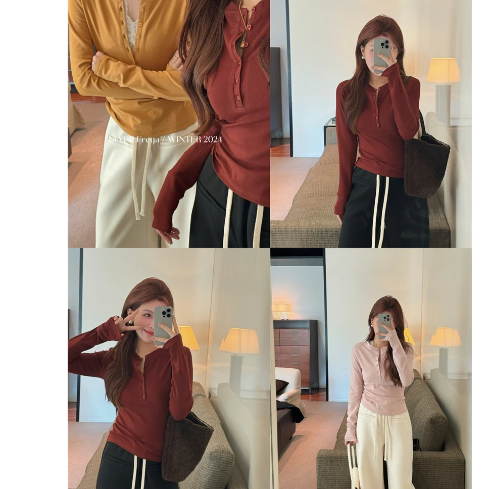 YPP!【糖衣炮弹】色系好显白软fufu棉感修身打底上衣纯色气质内搭