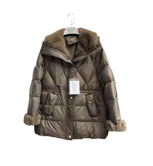 XYX 88160冬季新款大翻领抽绳收腰羽绒服