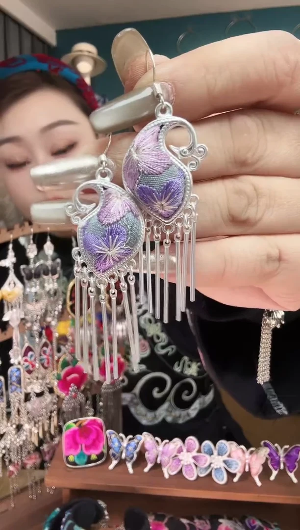 刺绣纯手工民族风刺绣耳环