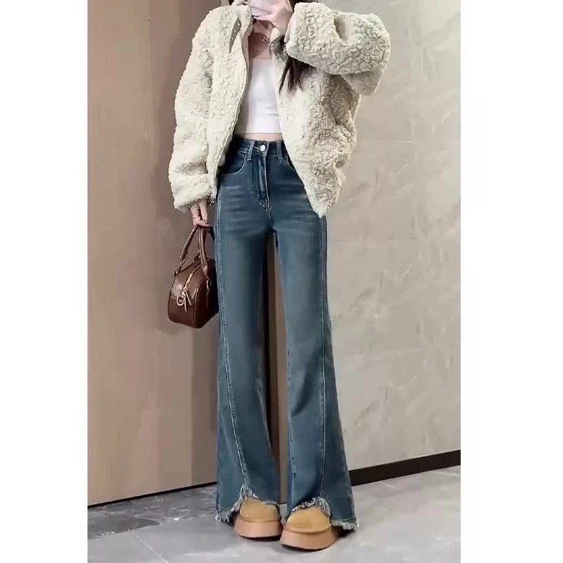 【运费险】早秋新款大码高腰显瘦微喇梨形身材爆款牛仔裤