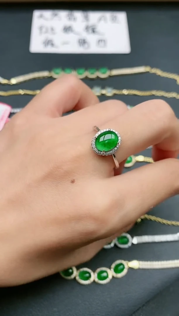 翡翠戒指银S925镶嵌11111
