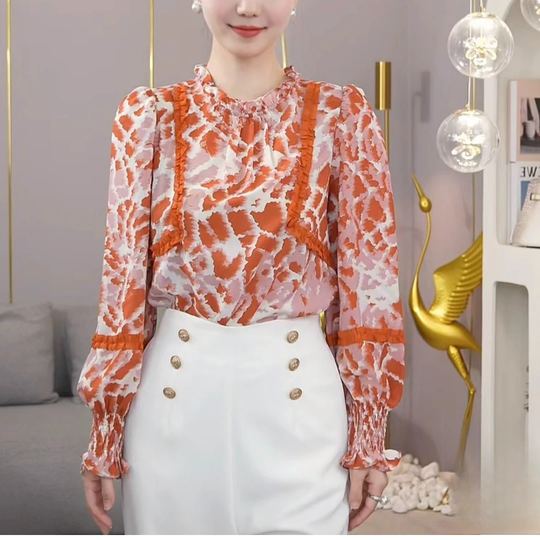 现货2025夏季新款【DD-08#】气质时尚小众设计洋气百搭碎花显瘦衬衫