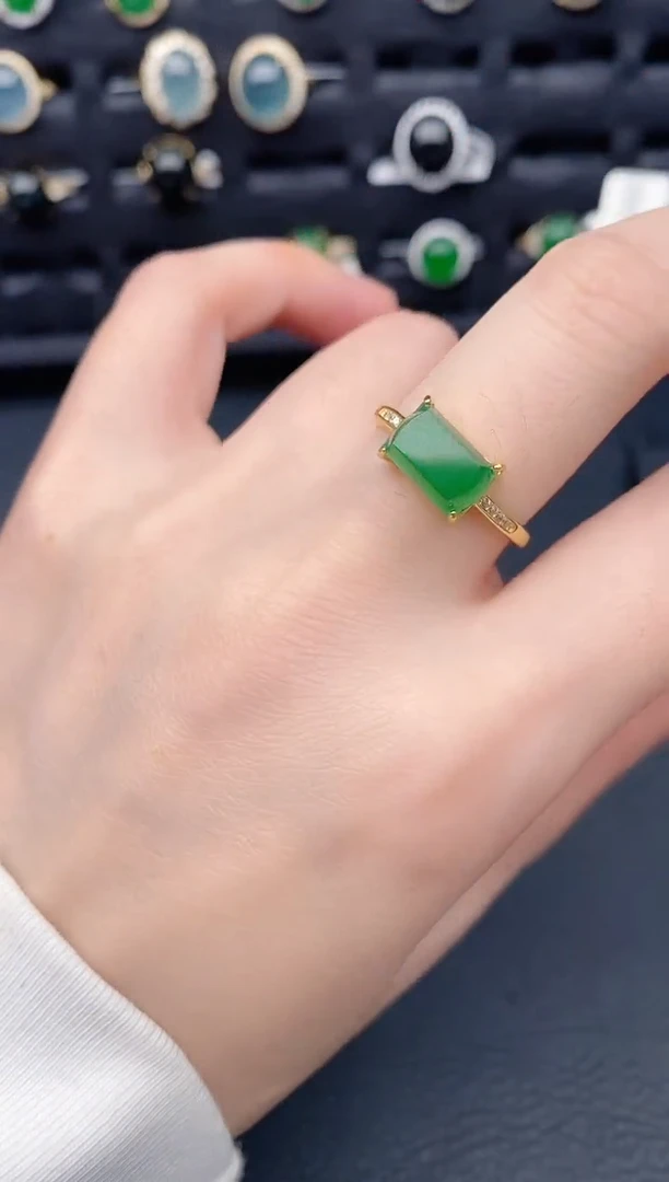 银S925镶嵌戒指翡翠天然a货翡翠144