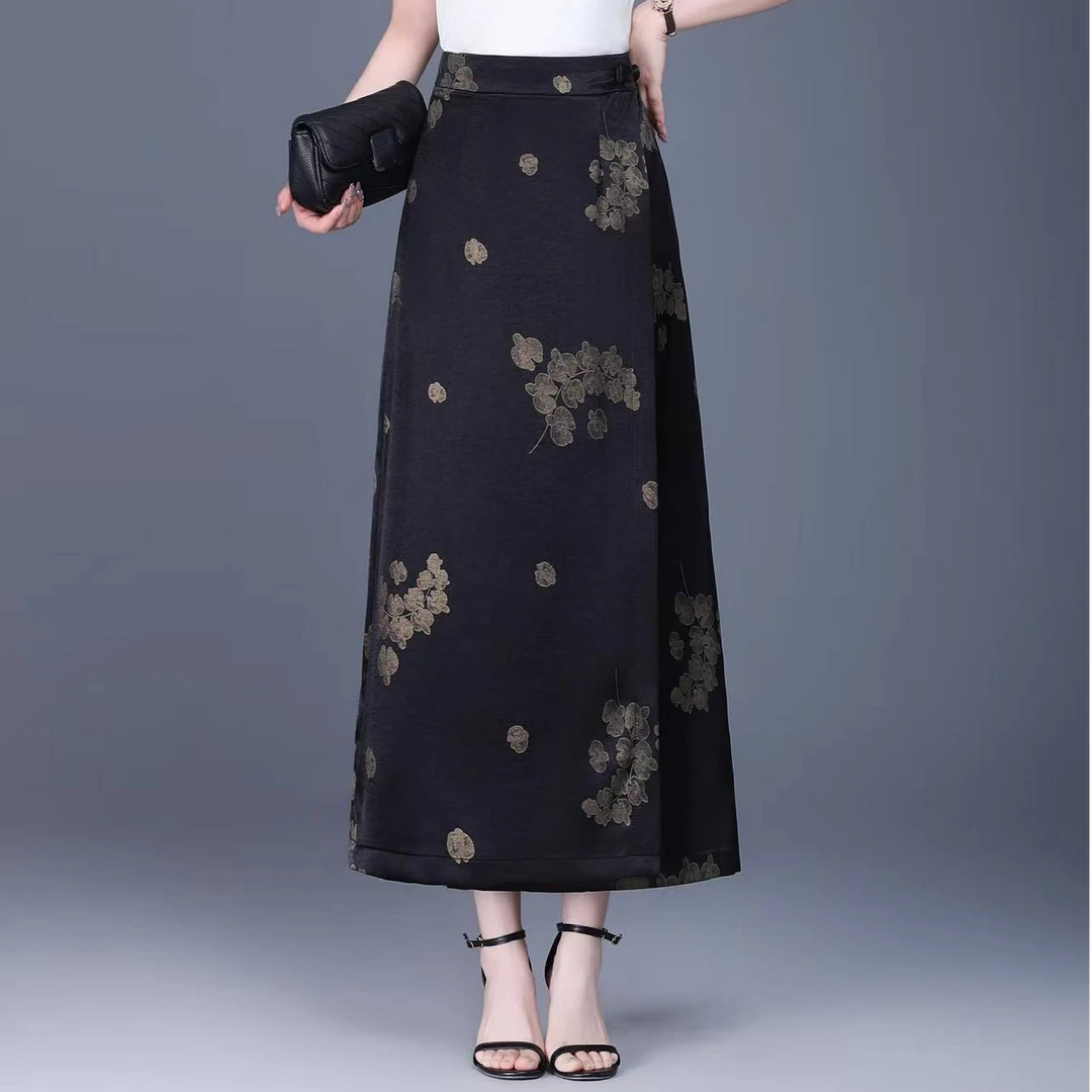 一片式气质半身裙2025年女春夏季新款中长裙直筒开叉包臀裙