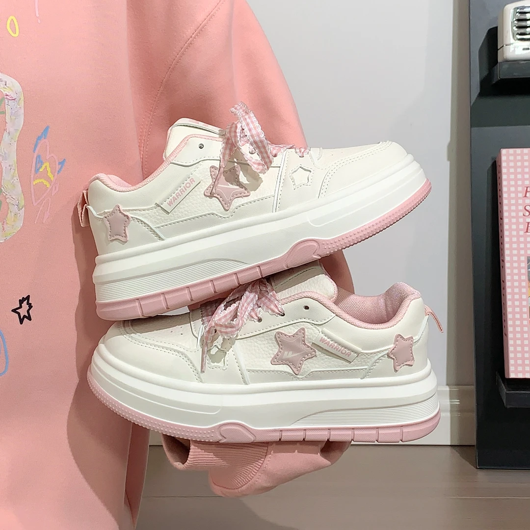 回力星星厚底小白鞋女秋季新款学生百搭大头面包鞋子运动休闲板鞋