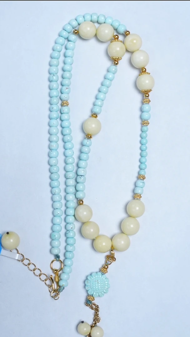 未镶嵌绿松石颈饰绿松白蜡项链4-8mm