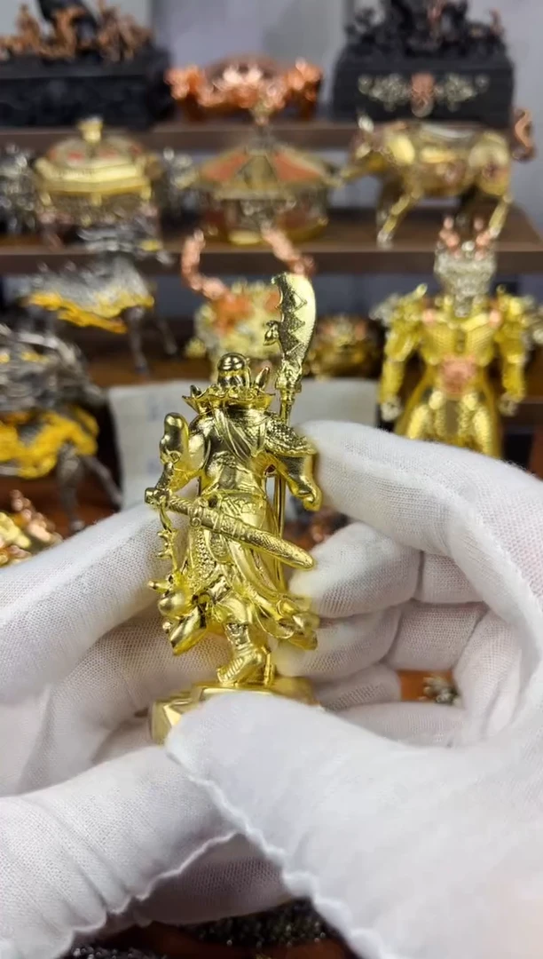 立刀关公黄铜摆件实心