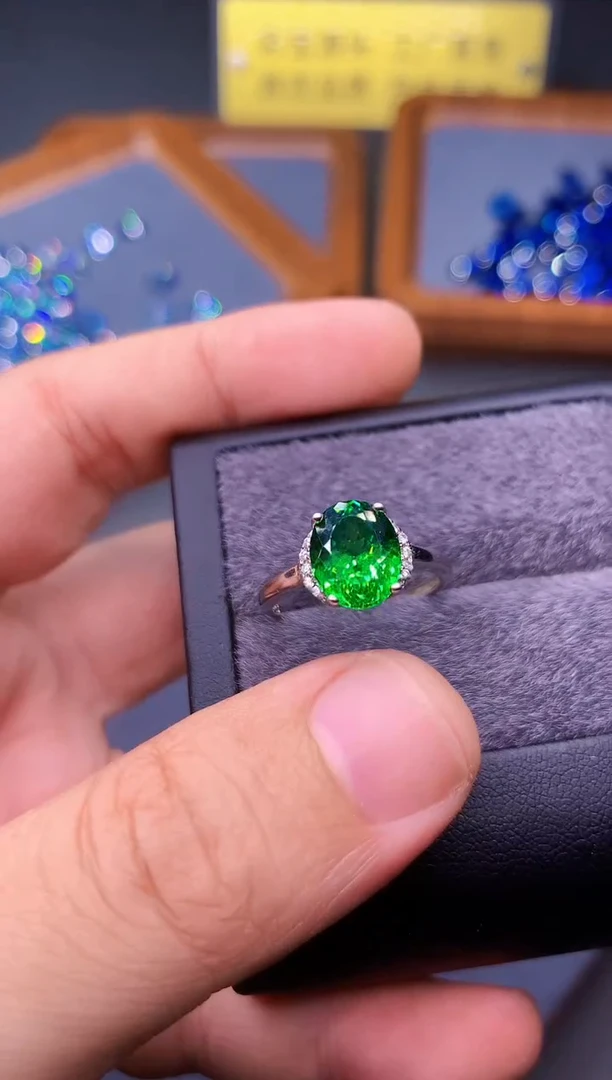 绿色碧玺戒指银S925镶嵌0000