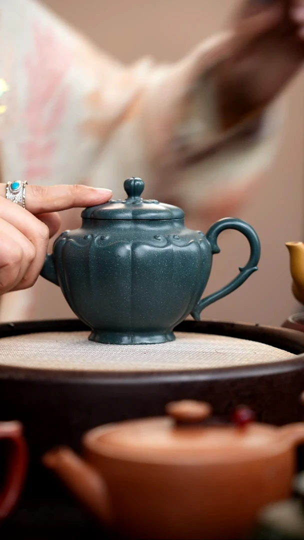 茶壶紫砂雪花绿泥筋囊掇只