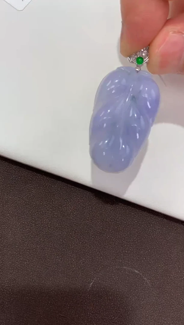 翡翠18K金镶嵌吊坠(赠链)天然缅甸a货翡翠