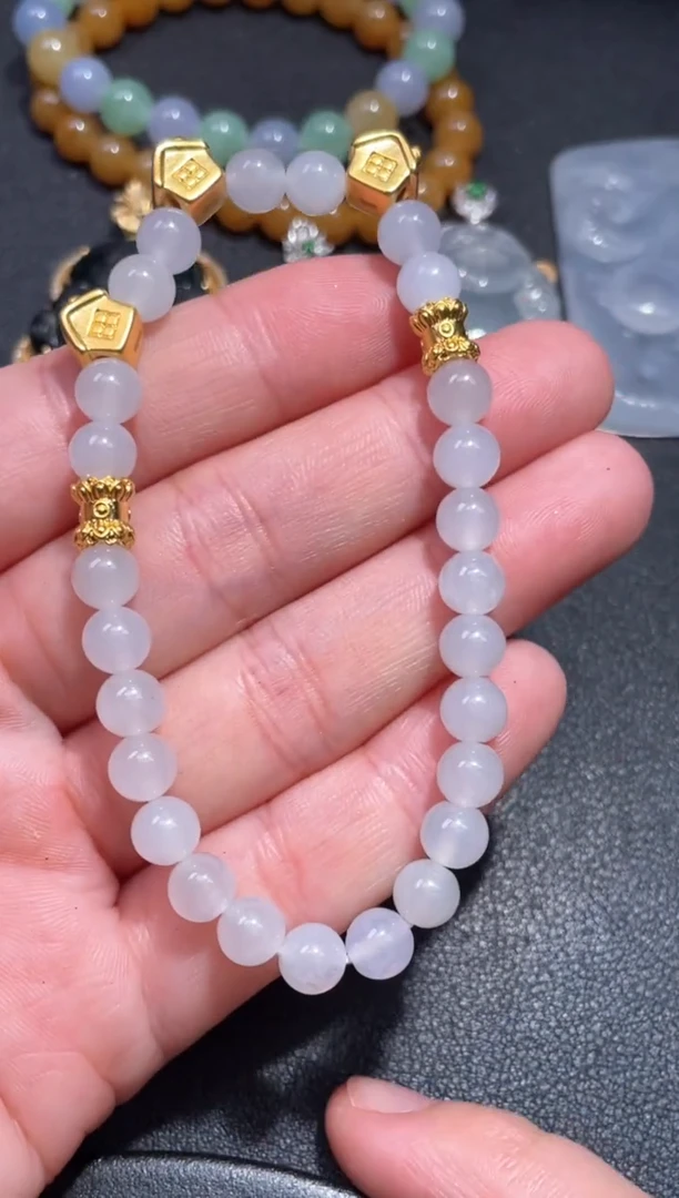 足金镶嵌手链翡翠7