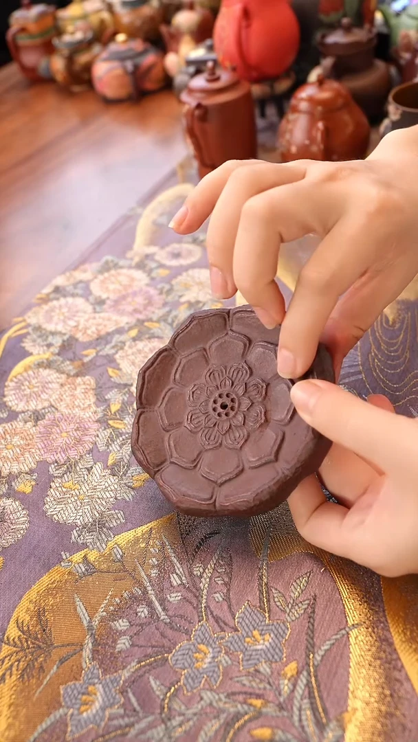 茶壶紫砂古红泥莲花香插