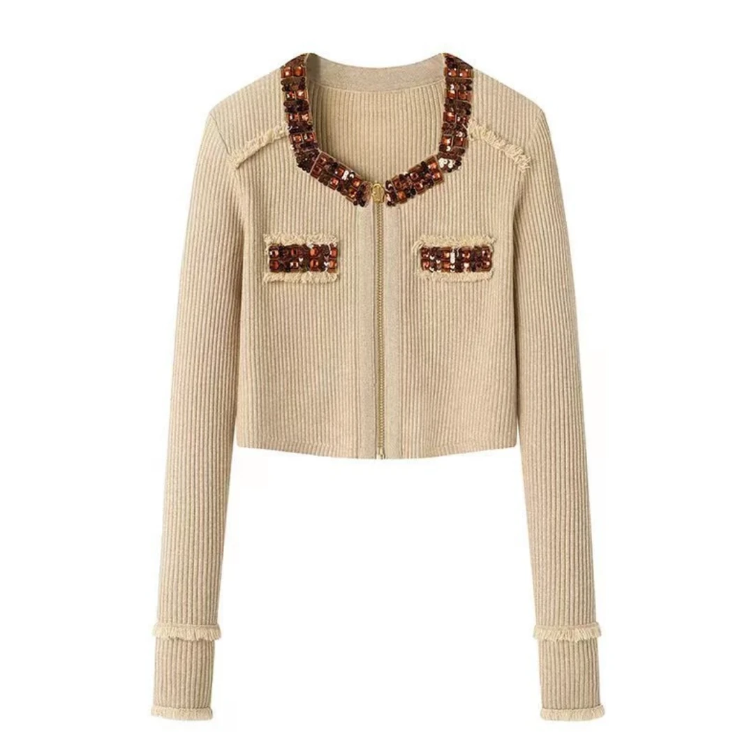 YUNAQIU 春秋长袖复古学院风针织衫-9091