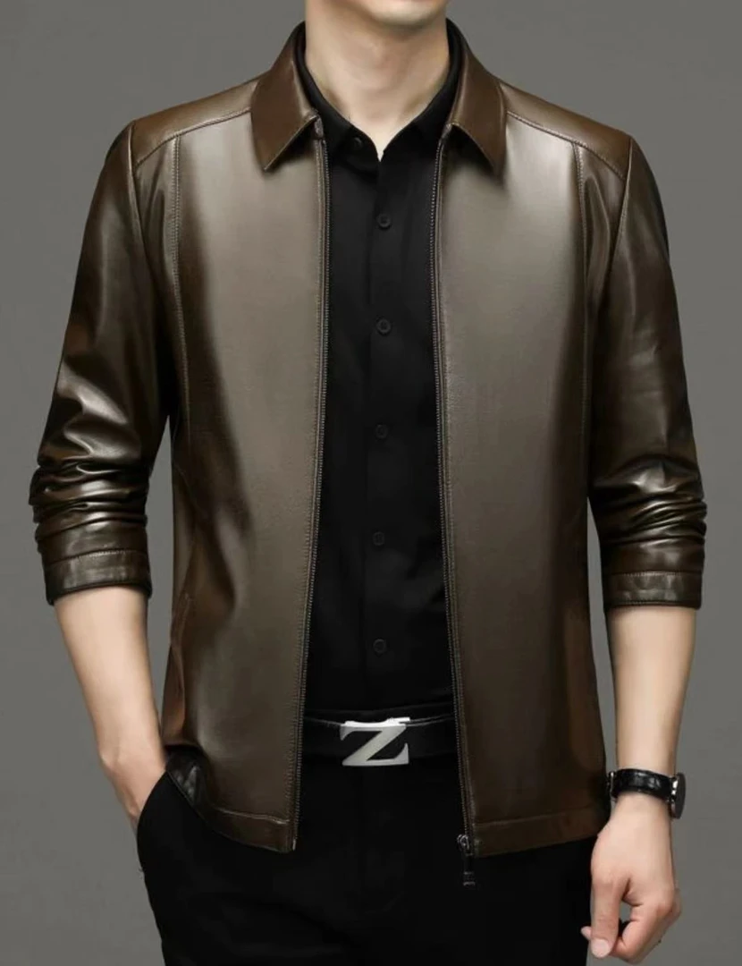 新款纯色2025皮衣显瘦软皮夹克男士春秋季