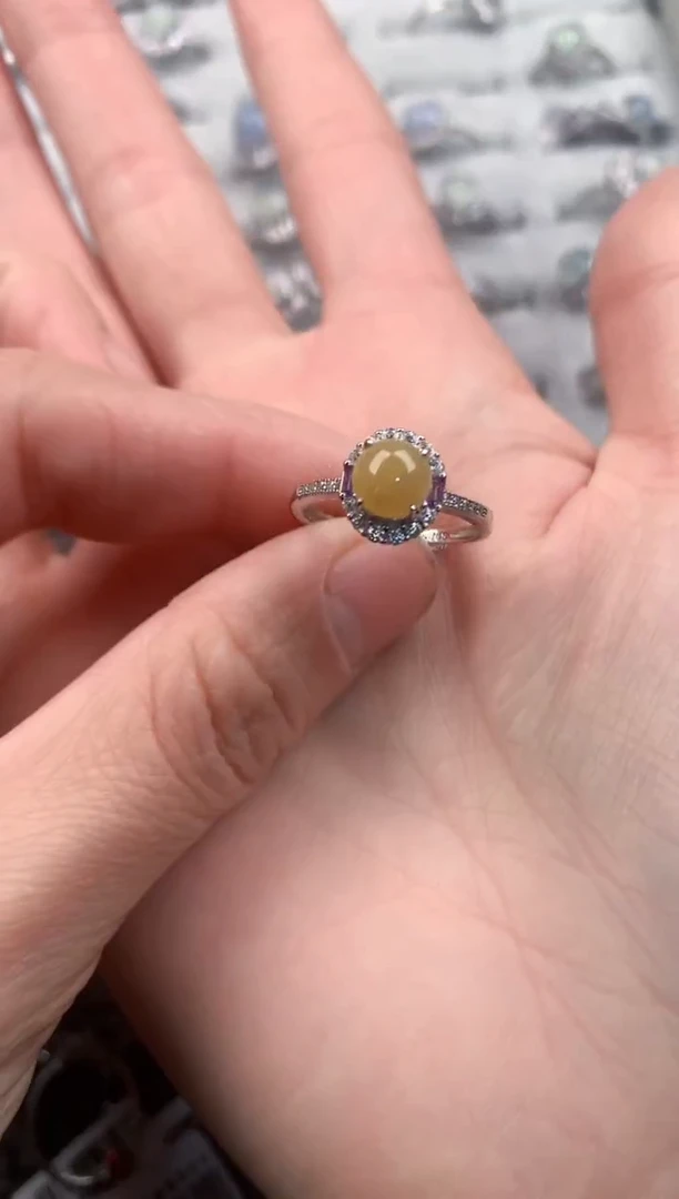 银S925镶嵌戒指翡翠1                           1