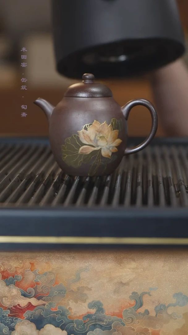 茶壶紫砂胭脂红柴烧天茶星紫泥荷花180cc