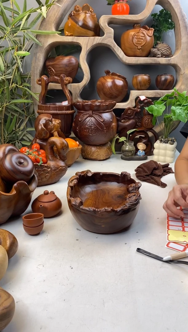 香樟木A41福临门果盆/尺寸