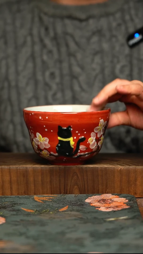 杯釉下彩手工手绘同款陶器