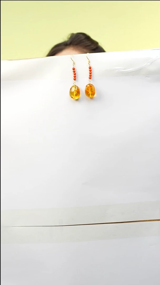 【闪购商品】琥珀耳饰未镶嵌多样性发一