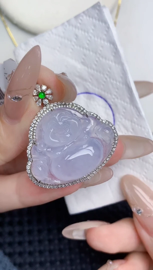 颈饰18K金镶嵌翡翠105   天然翡翠A货  百元以上9米证书费自理