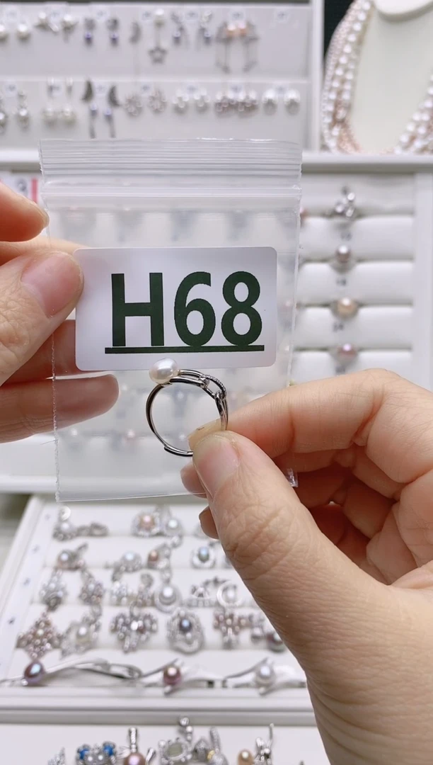 银S925镶嵌无淡水珍珠半**醒H68