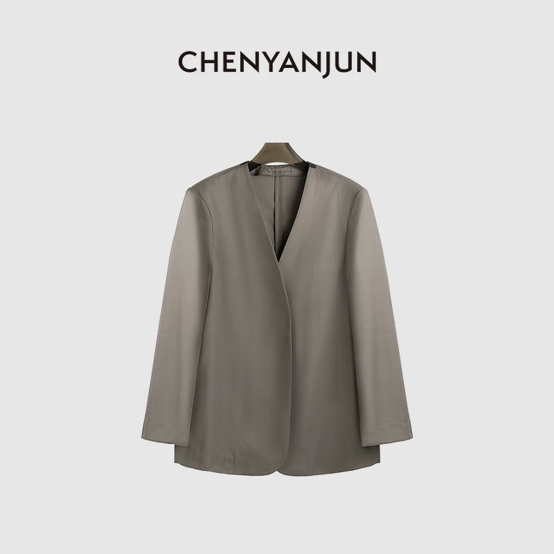 陈妍君【无领极简精纺垟毛高级感西服外套】CYJ-WWO74-W906