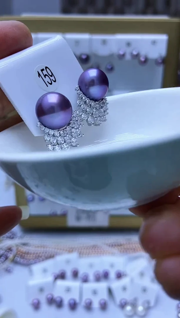 银S925镶嵌耳饰淡水珍珠159