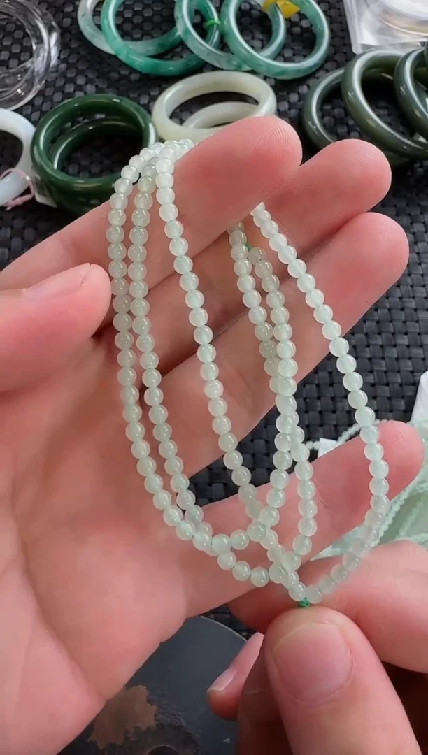 和田玉未镶嵌颈饰4mm晴水小米链