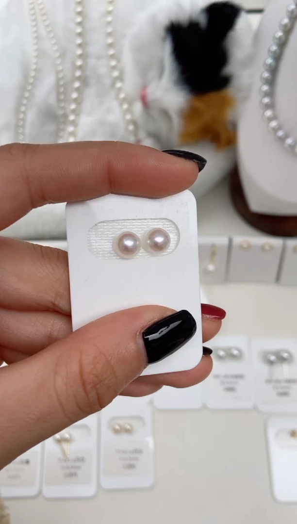 【闪购商品】海水珍珠耳钉18K金镶嵌7-7.5mm耳钉福利