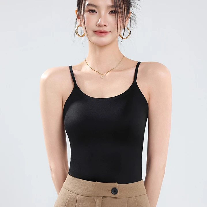 夏季女士吊带背心文胸一体式百搭美背内衣冰丝无痕打底外穿内搭