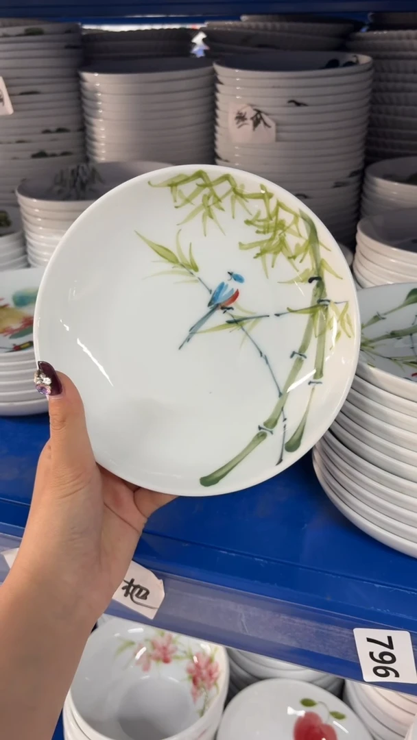 瓷片景德镇陶瓷食品级手绘釉中彩-浅盘