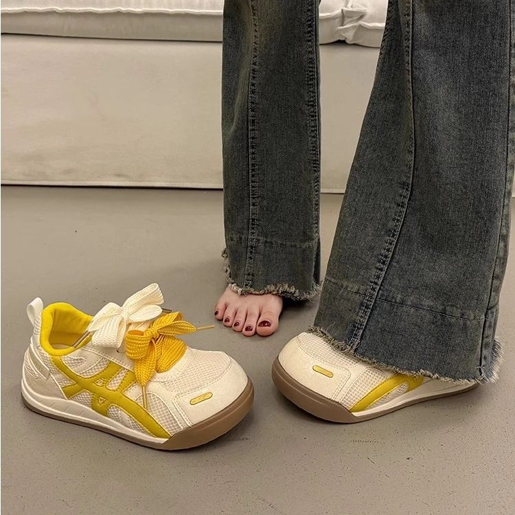 时尚小众厚底板鞋女夏季百搭2025超火新款网面透气休闲运动德训鞋