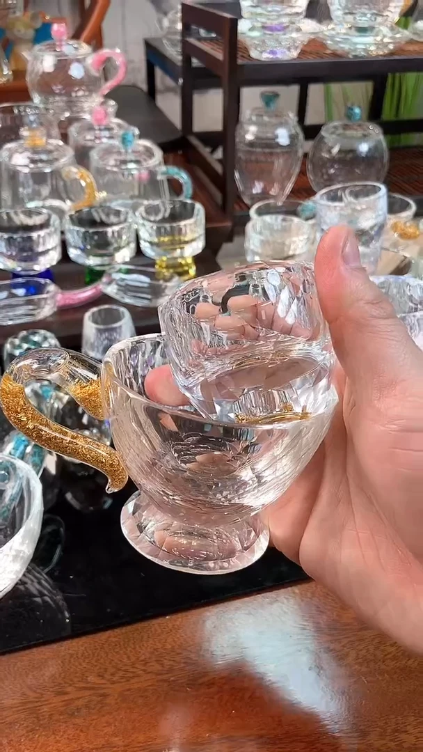 【闪购商品】玺宴新款水晶高底咖啡杯金箔+八角杯金箔