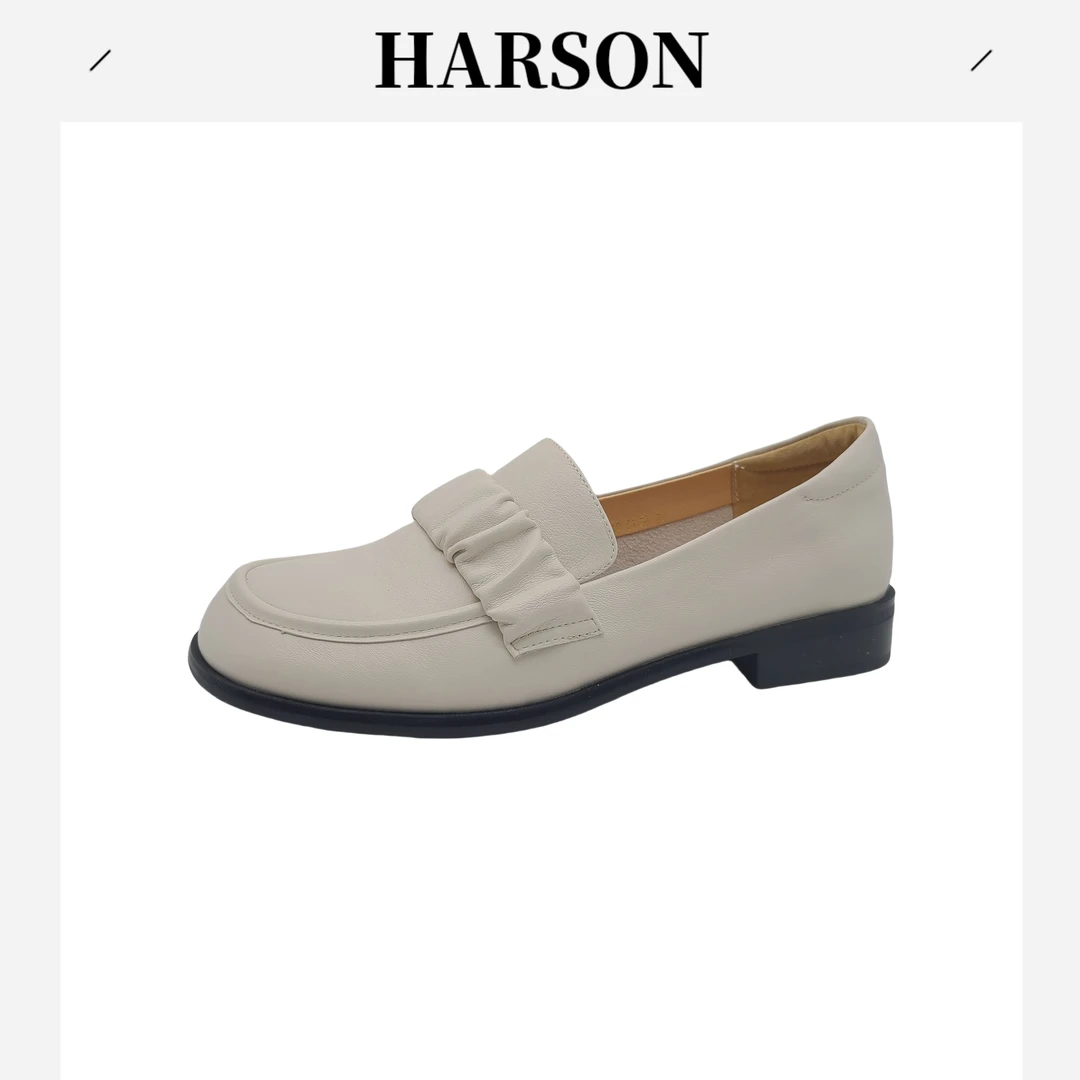 Harson/哈森时尚休闲风套脚防滑百搭单鞋平跟舒适乐福鞋软222505