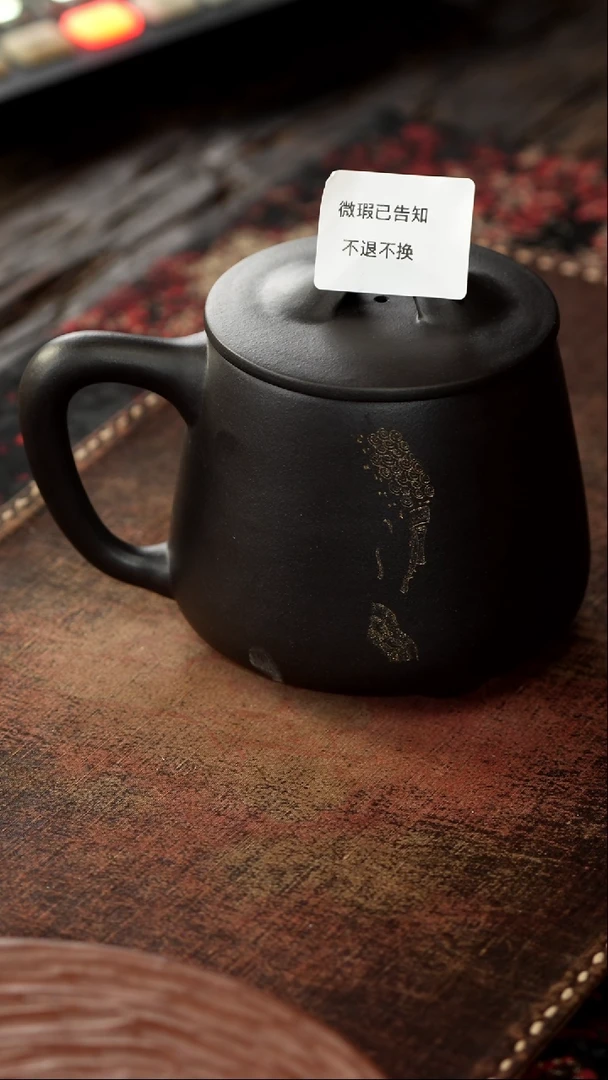 茶杯紫砂微瑕紫砂石瓢盖杯