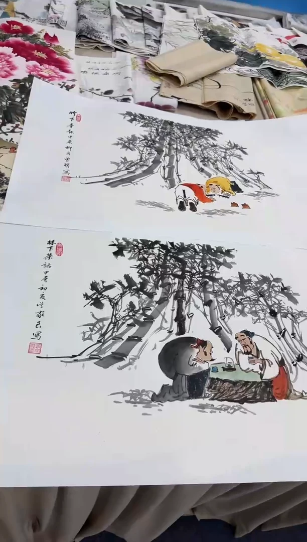 国画竹下人物同类型随机