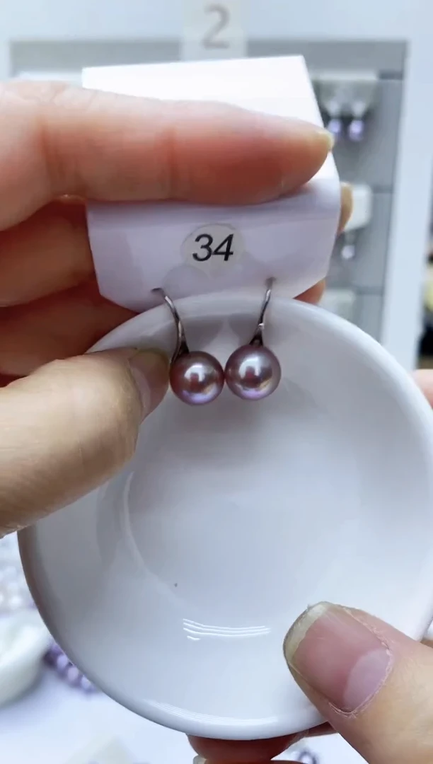 【闪购商品】淡水珍珠耳饰银S925镶嵌34