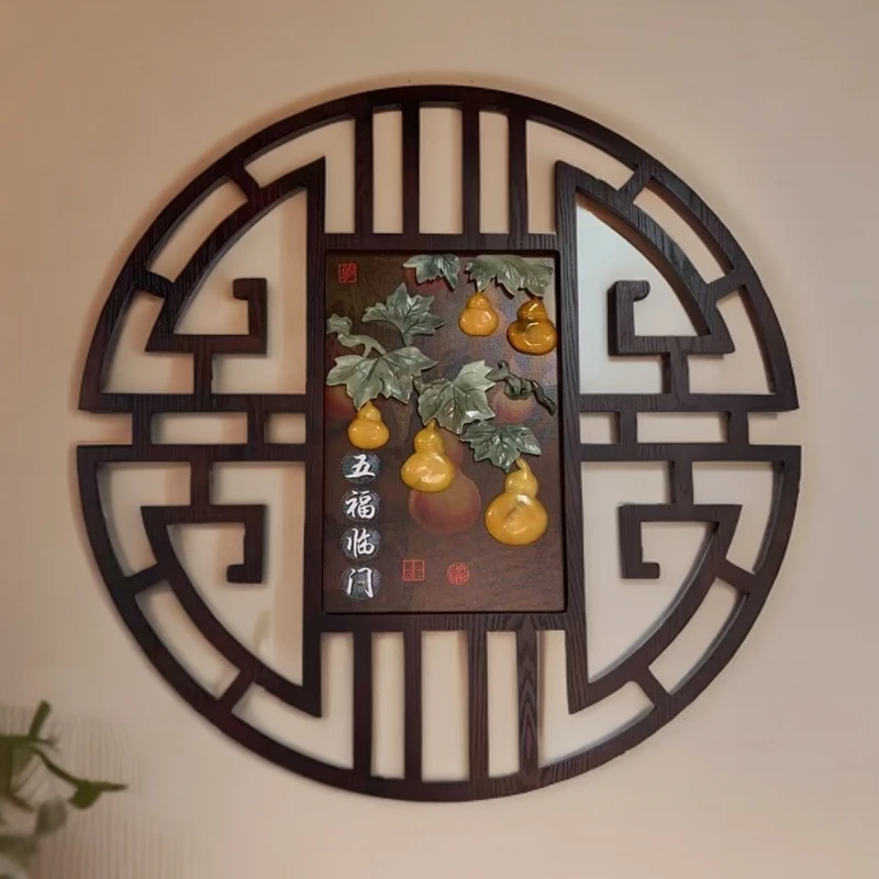 五福临门80*80【1099】玉石装饰画客厅玄关走廊挂画书房沙发展示