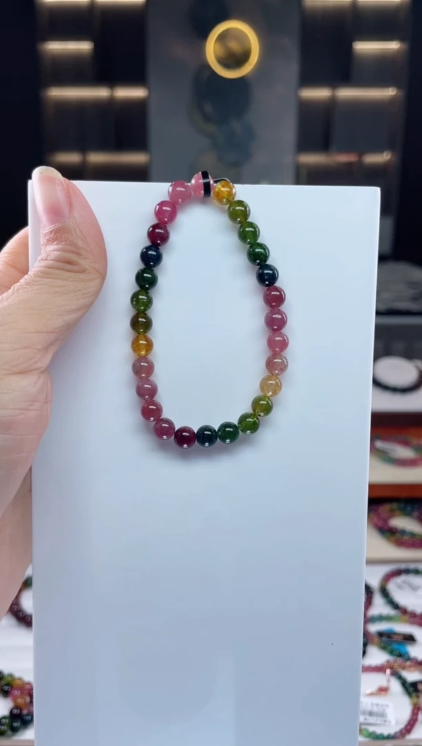 未镶嵌单圈手串碧玺（多样性发一条）Q