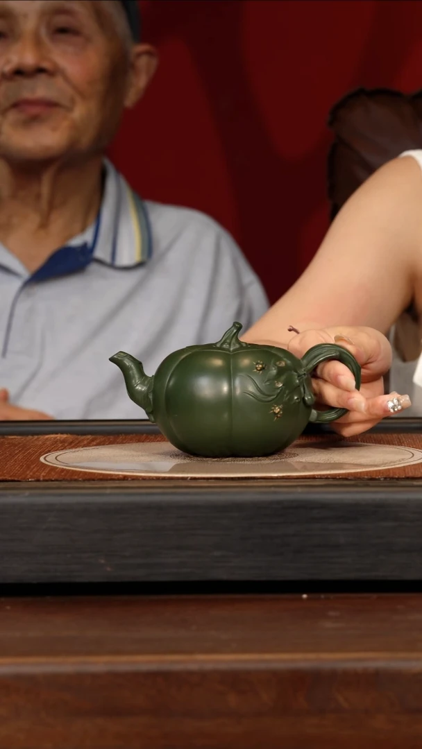 茶壶紫砂宜兴紫砂PQZ 绿泥 南瓜
