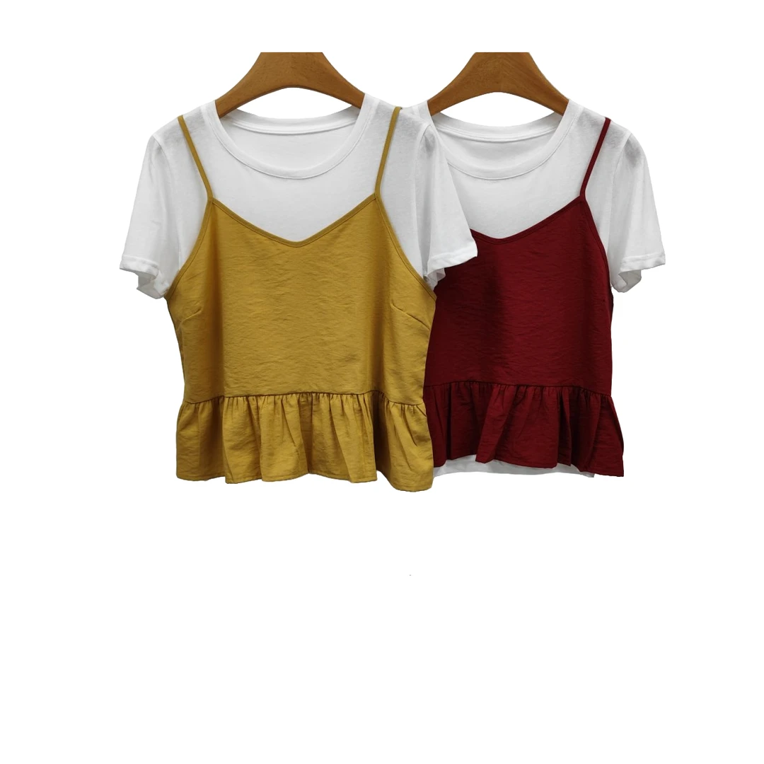 Comme Vous/似你2025夏季时尚休闲洋气棉T吊带上衣（3S5482393）