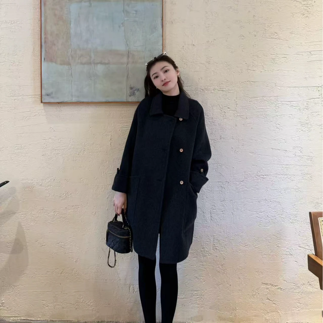 【Caya】2025S秋冬扎染方领直下摆秋季毛呢外套中长款时尚日奢风