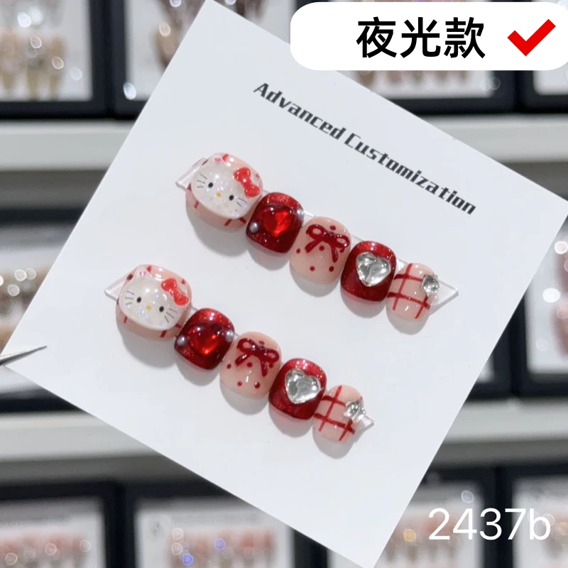 小朋友穿戴甲手工3-12岁小女孩穿戴甲Hello Kitty猫立体新年新款