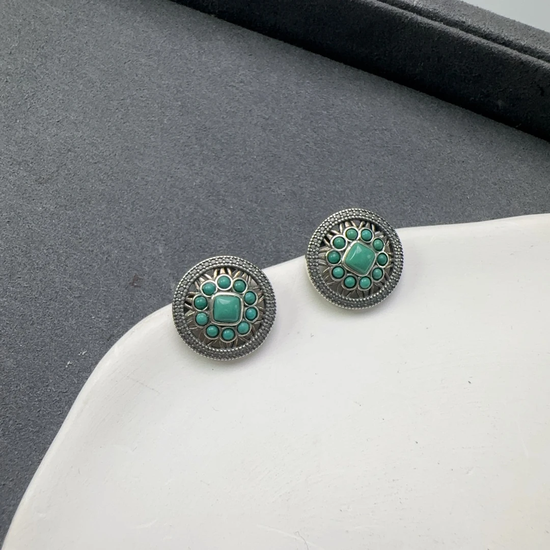 绿松石国风设计款大耳钉