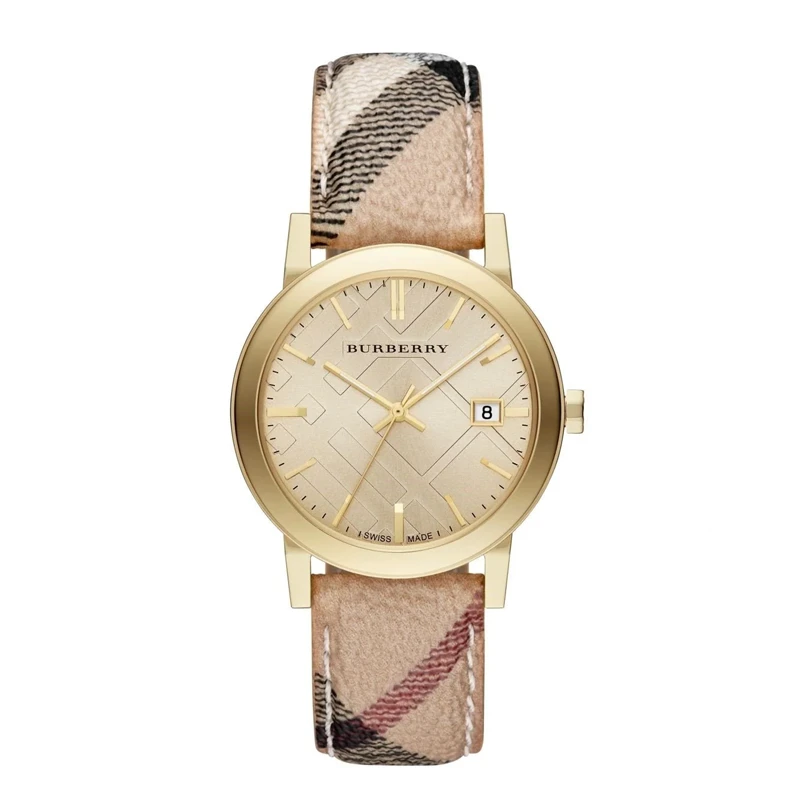 【媛总补贴】BURBERRY博柏利金色皮革石英女士表38表盘BU9026