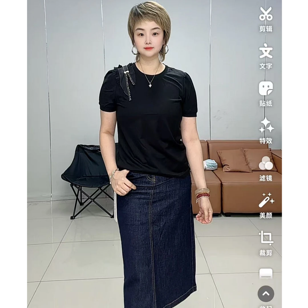 小施家南韩气质冰爽垂感显瘦T恤8566